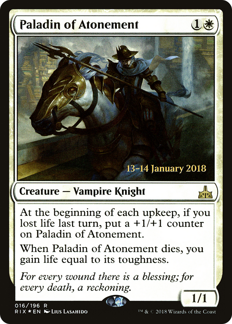 Paladin of Atonement (PRE-016) - Rivals of Ixalan Promos Foil