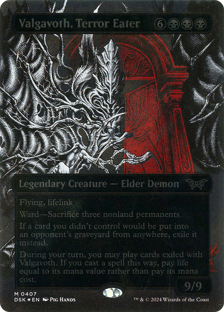 Valgavoth, Terror Eater (Showcase) (Textured Foil) (DSK-407) - Duskmourn: House of Horror: (Showcase) (Borderless) Foil