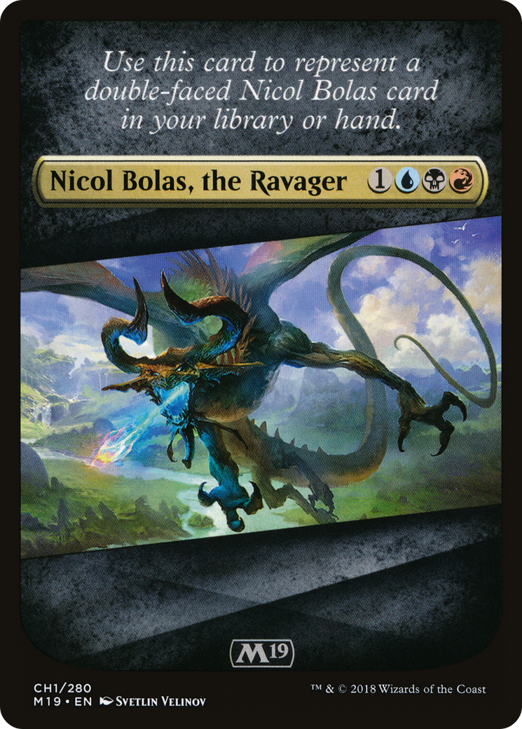 Checklist Card - Core Set 2019 (Nicol Bolas, the Ravager) (M19-) - Core Set 2019 Tokens