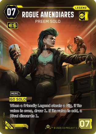 Rogue Amendiares - Preem Solo (ILegend) (B149) - Welcome to Night City Beta Foil