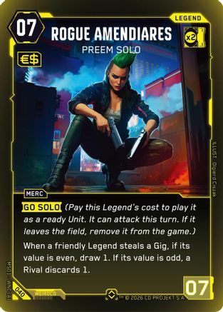 Rogue Amendiares - Preem Solo (Rare) (040) - Welcome to Night City Retail Foil