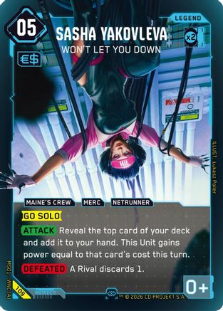 Sasha Yakovleva - Won't Let You Down (Secret) (109) - Welcome to Night City Retail Foil