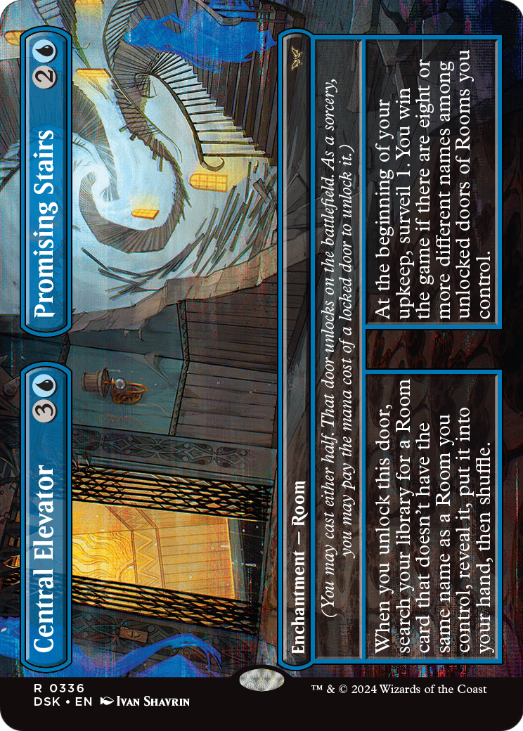 Central Elevator // Promising Stairs (Borderless) (DSK-336) - Duskmourn: House of Horror
