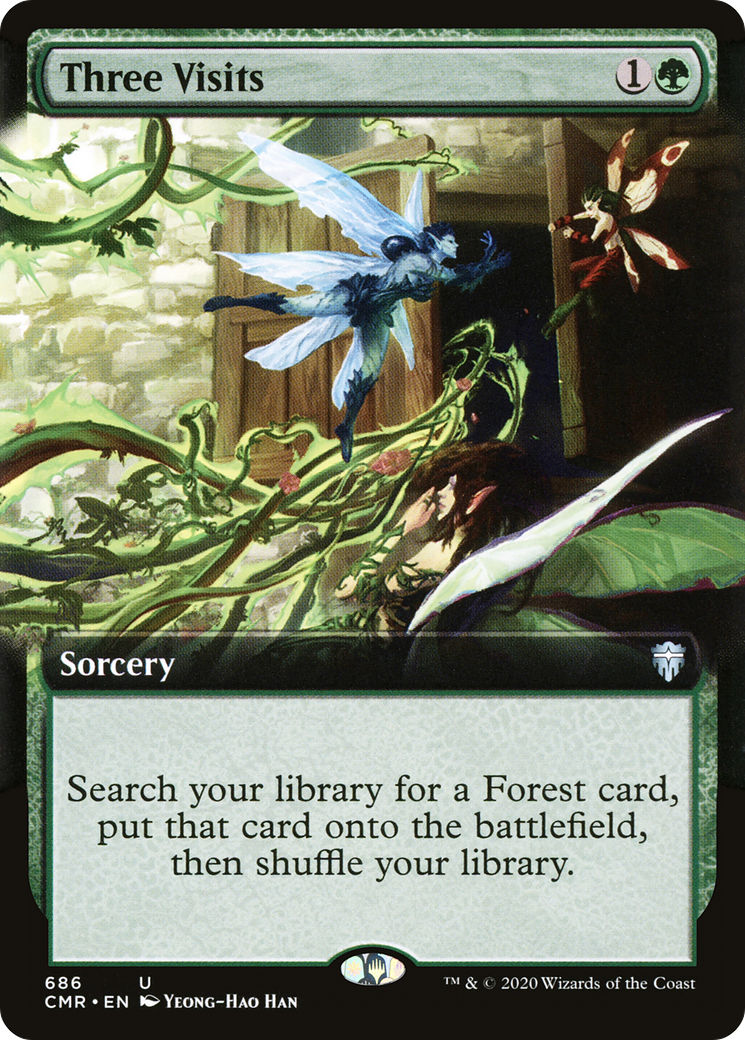 Three Visits (Extended Art) (CMR-686) - Commander Legends: (Extended Art) Foil