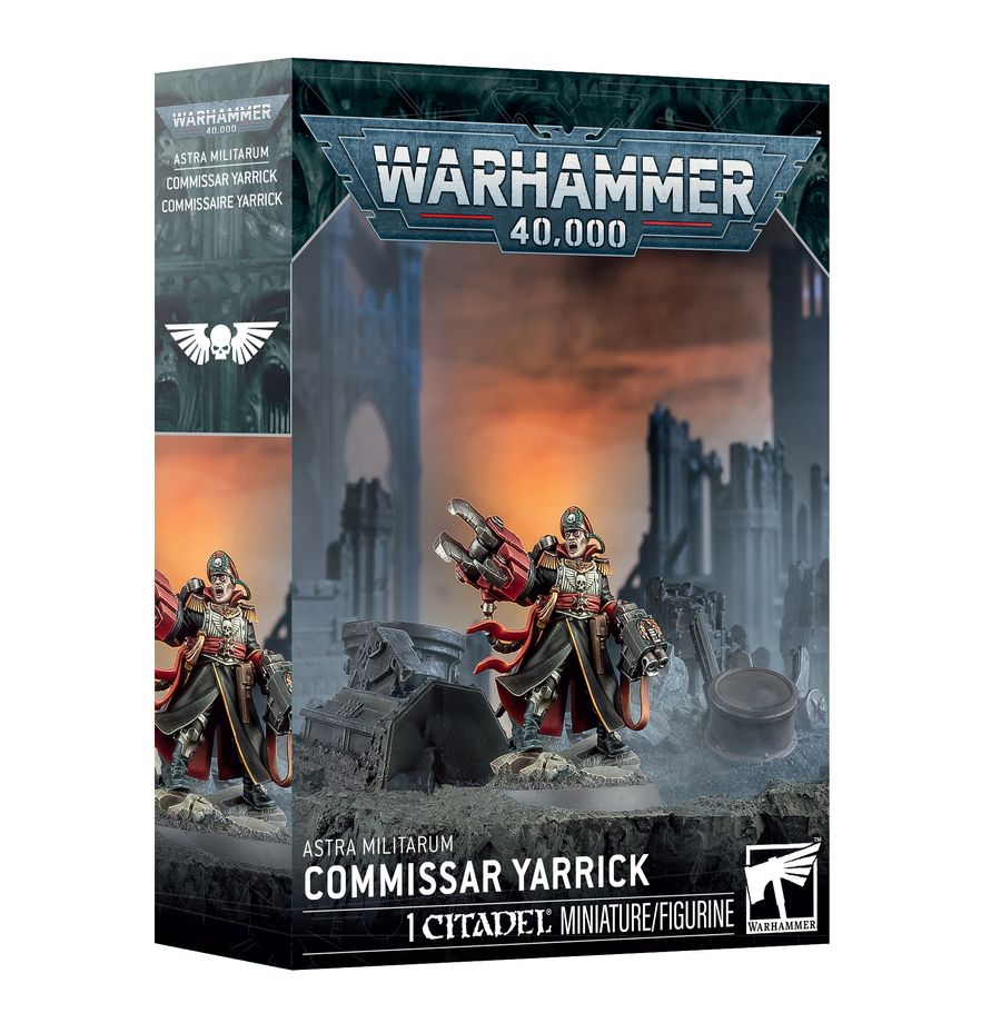 Astra Militarum Commissar Yarrick Warhammer 40,000 miniature at Game Roost NZ, featuring the iconic Imperial Guard hero with power claw and bolt pistol ready for battle