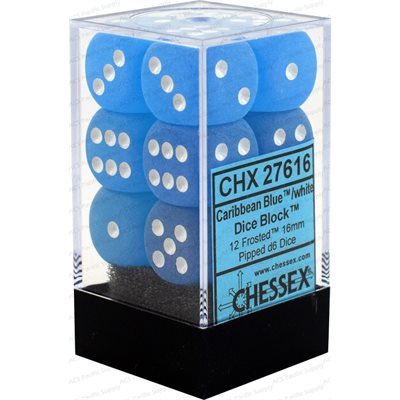 Chessex D6 16mm Dice Block (12 dice) - Frosted