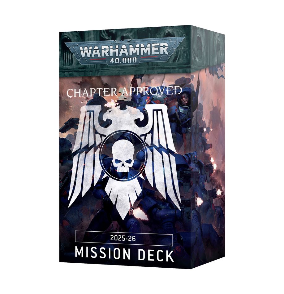 The Chapter Approved 2025-26 Mission Deck is the essential Warhammer 40K accessory for matched play. Includes updated missions, objectives & rules for the 2025–26 season. Available at Game Roost NZ.