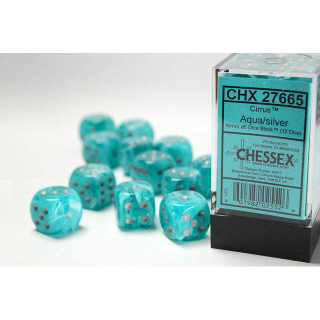 Chessex D6 16mm Dice Block (12 dice) - Cirrus