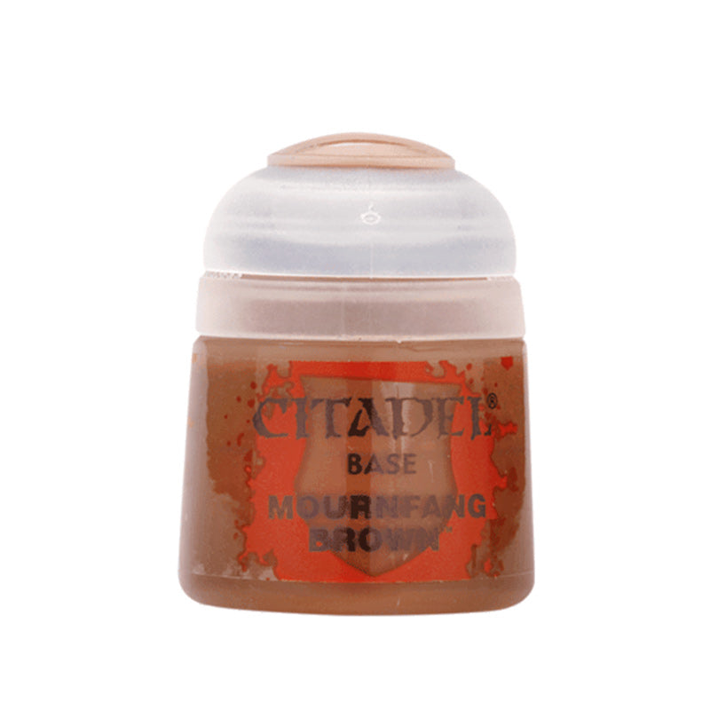 Citadel Base Mournfang Brown 12ml (21-20) – rich dark brown acrylic paint by Games Workshop for basecoating Warhammer miniatures, available at Game Roost!