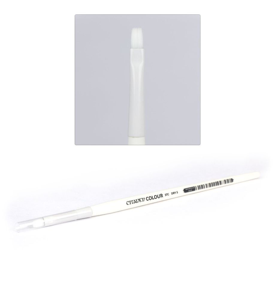 Citadel Colour Synthetic Dry Brush (Small) — a precision synthetic-bristle brush designed for drybrushing fine details on Warhammer miniatures.