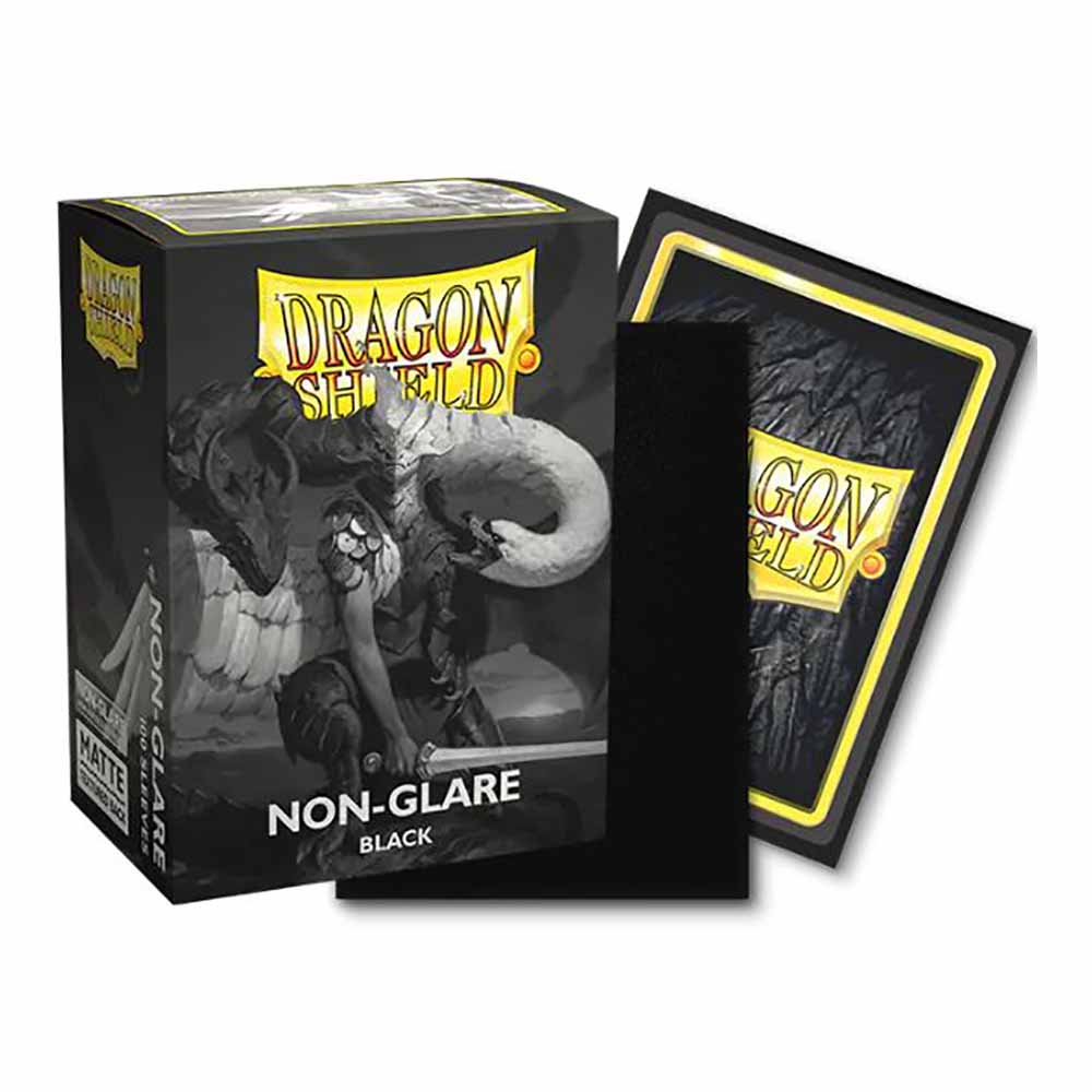 Dragon Shield Non-Glare Matte Black Sleeves (V2) – durable, textured card protection with a sleek, non-reflective matte finish for smooth shuffling and added durability.
