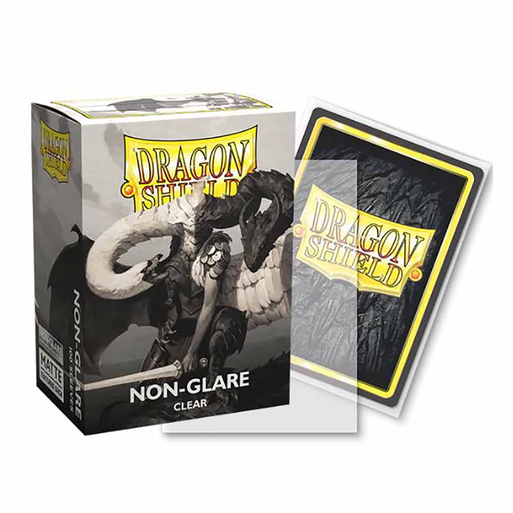 Dragon Shield Non-Glare Matte Clear Sleeves (V2) – durable, textured card protection with a sleek, non-reflective matte finish for smooth shuffling and added durability.