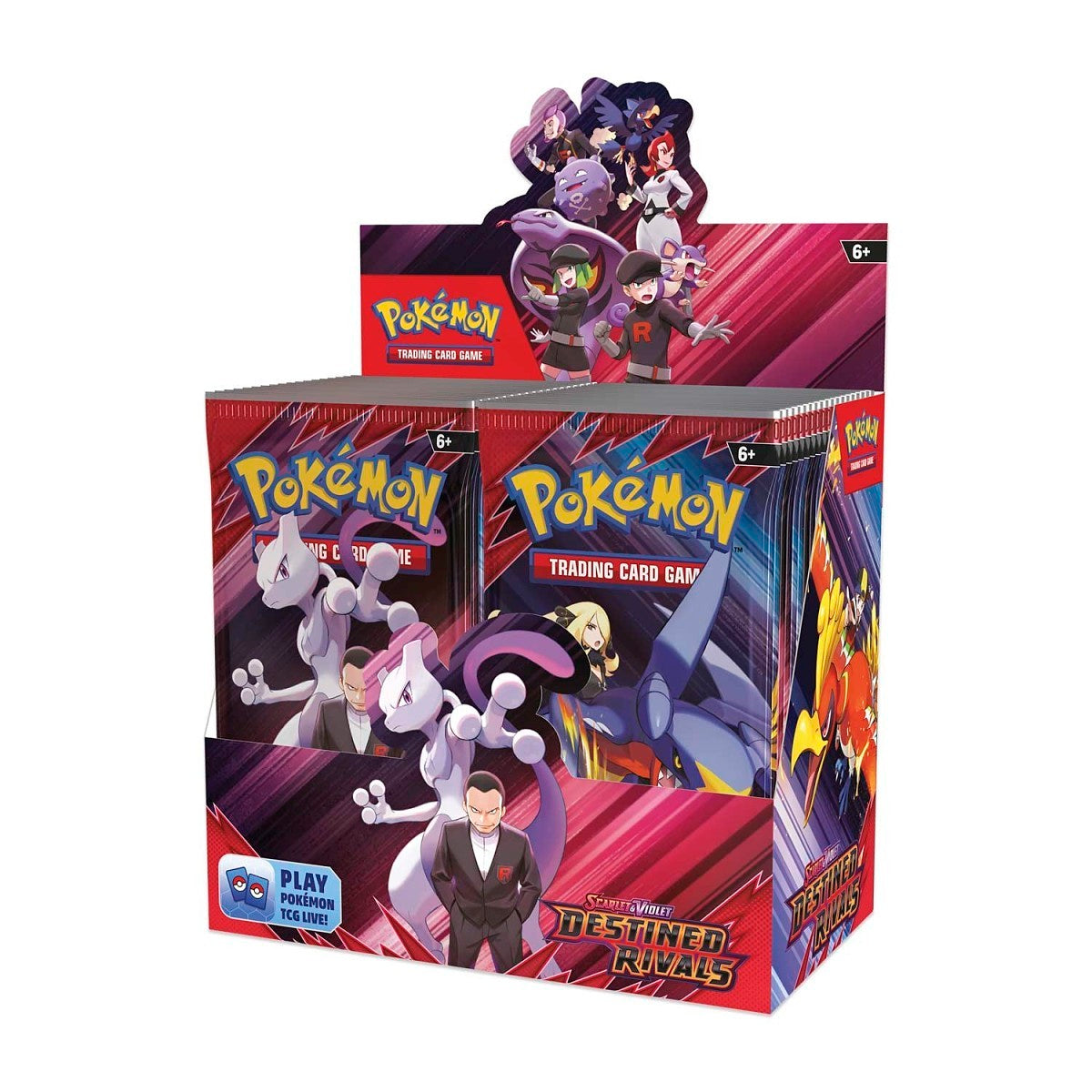 Pokémon TCG Scarlet & Violet—Destined Rivals Booster Box featuring 36 packs with powerful Trainer's Pokémon and Team Rocket cards – Available at Game Roost NZ