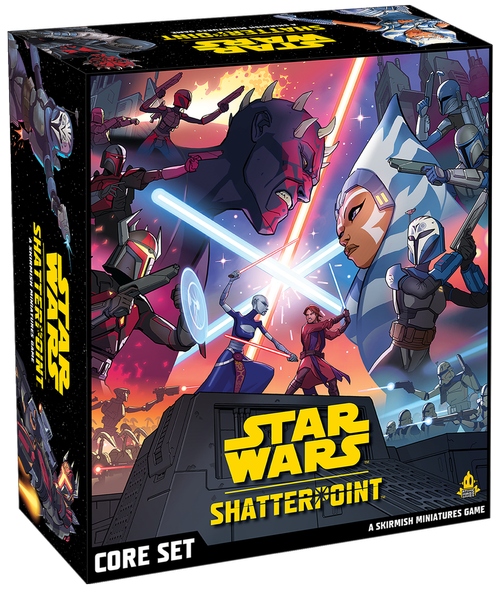 Star Wars: Shatterpoint Core Set available at Game Roost NZ – includes miniatures, terrain, and rulebook for skirmish-style tabletop gameplay.