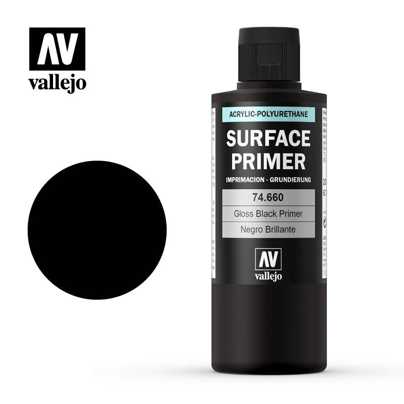 Vallejo Surface Primer: Gloss Black (200ml)