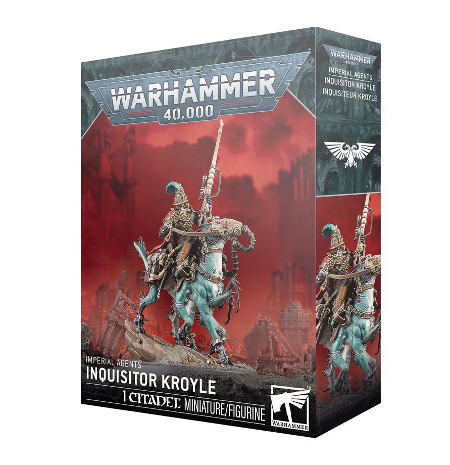 Warhammer 40,000 Inquisitor Kroyle figurine packaging on a white background at Game Roost NZ