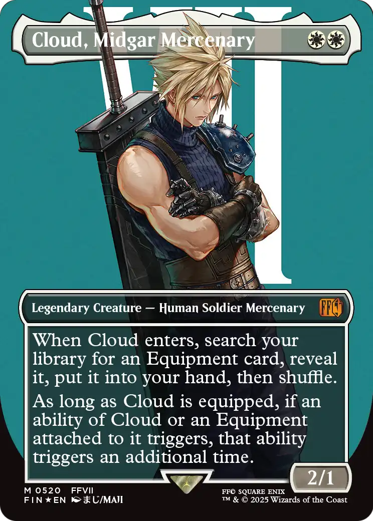 Cloud, Midgar Mercenary (Borderless) (Surge Foil) (FIN-520) - FINAL FANTASY Foil