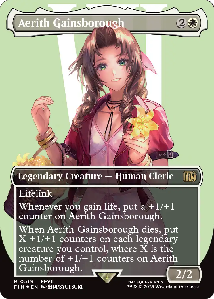 Aerith Gainsborough (Borderless) (Surge Foil) (FIN-519) - FINAL FANTASY Foil