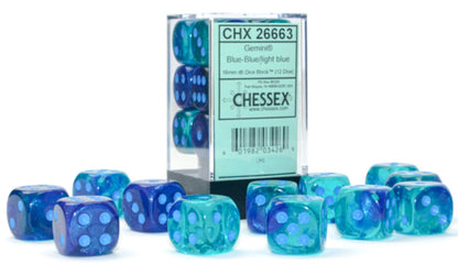 Chessex D6 16mm Dice Block (12 dice) - Gemini