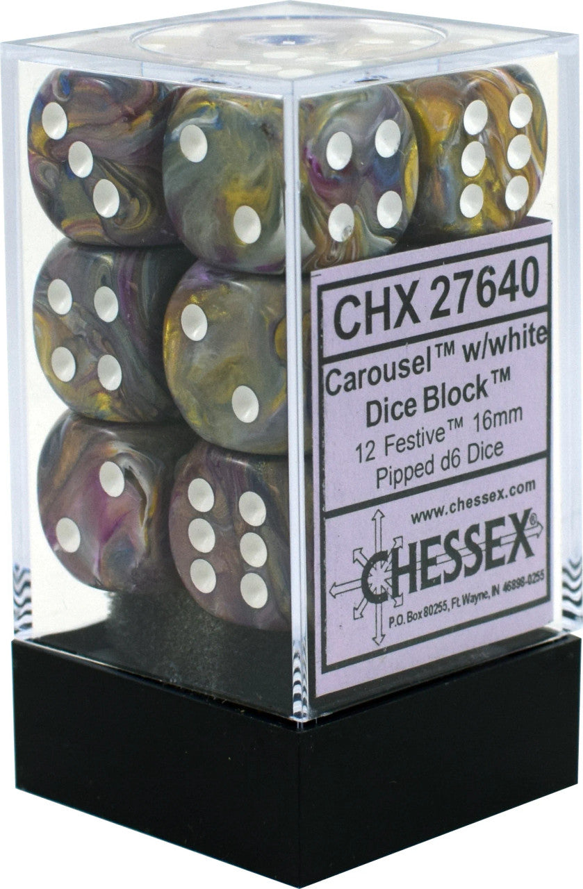 Chessex D6 16mm Dice Block (12 dice) - Festive