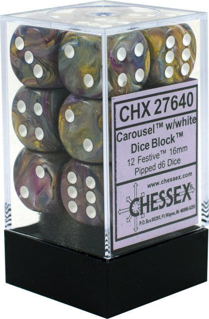 Chessex D6 16mm Dice Block (12 dice) - Festive