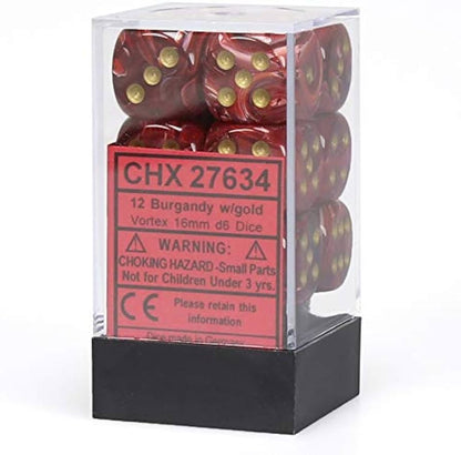 Chessex D6 16mm Dice Block (12 dice) - Vortex