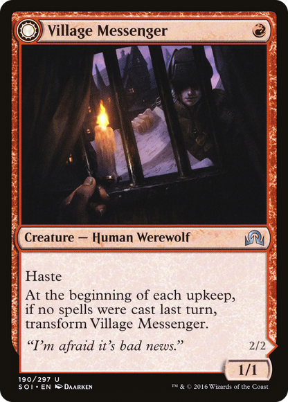 Village Messenger (SOI-190) - Shadows over Innistrad: (Double Faced Transform) Foil
