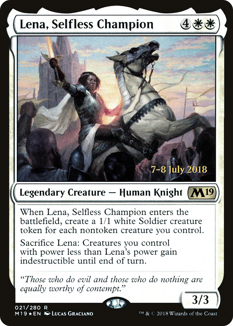 Lena, Selfless Champion (PRE-021) - Core Set 2019 Promos Foil