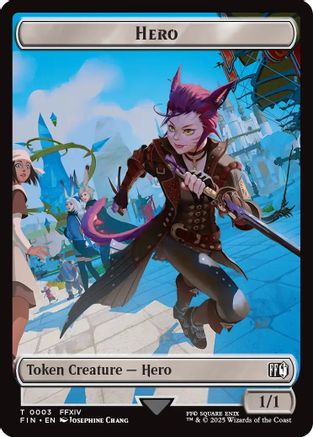 Hero (0003) // Wizard (0014) Double-Sided Token (FIN-3 // 14) - FINAL FANTASY