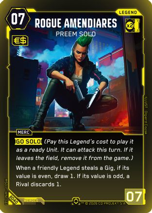 Rogue Amendiares - Preem Solo (Rare) (B040) - Welcome to Night City  Beta Foil