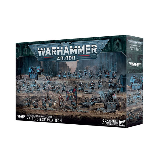 Warhammer 40,000 Astra Militarum Battleforce: Krieg Siege Platoon – Elite infantry, heavy weapons, and tanks for a full Imperial Guard platoon. Available at Game Roost NZ.