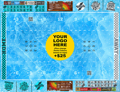 Custom Blood Bowl 11s Ice Pitch by Game Roost NZ – icy battlefield with custom team logo and colour options