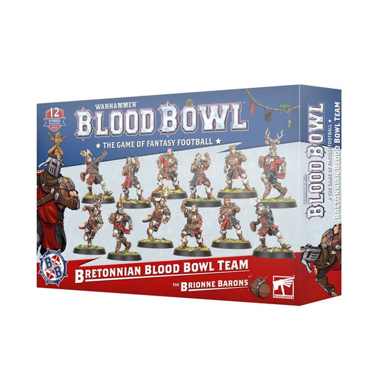 Blood Bowl Bretonnian Team – The Brionne Barons, noble human players in heraldic armour. Official Games Workshop team available at Game Roost NZ.