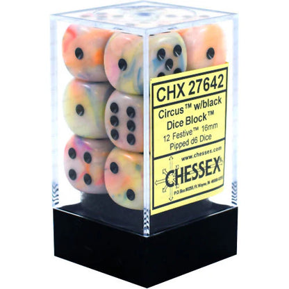 Chessex D6 16mm Dice Block (12 dice) - Festive