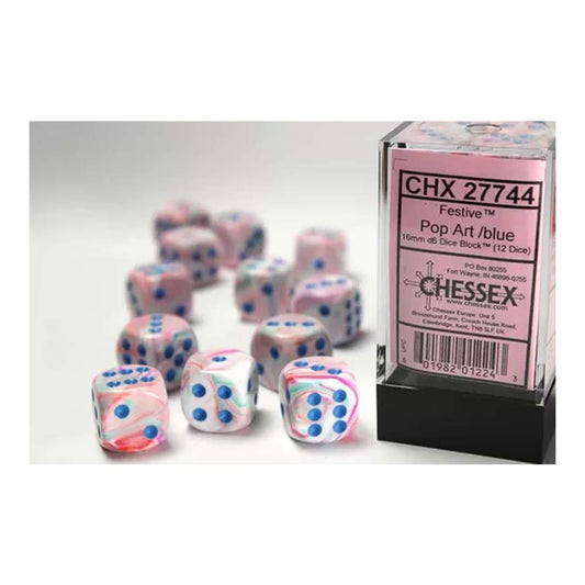 Chessex D6 16mm Dice Block (12 dice) - Festive