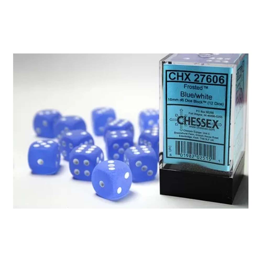 Chessex D6 16mm Dice Block (12 dice) - Frosted