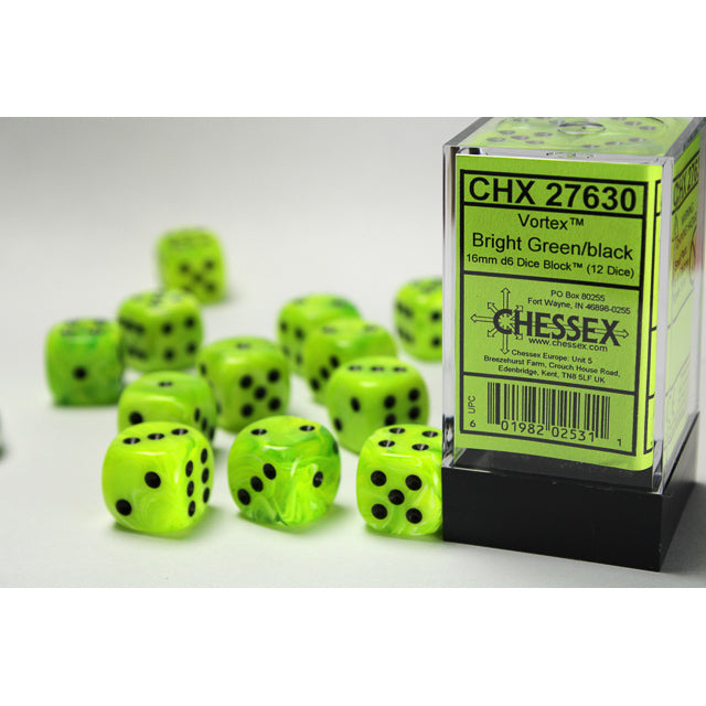 Chessex D6 16mm Dice Block (12 dice) - Vortex