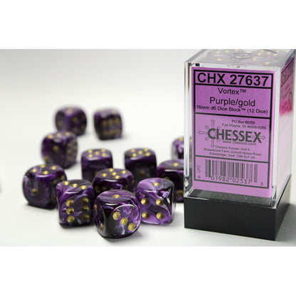 Chessex D6 16mm Dice Block (12 dice) - Vortex