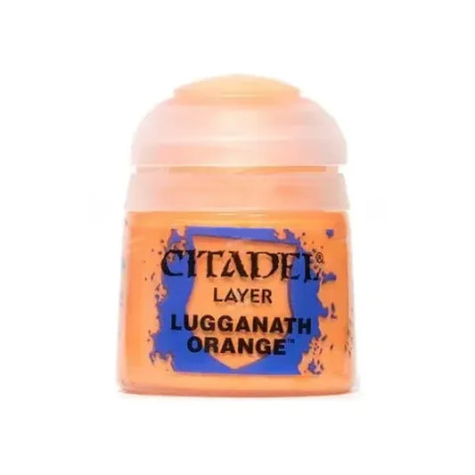 Citadel Layer: Lugganath Orange 12ml – vibrant orange layer paint for Warhammer miniatures. Available at Game Roost NZ.