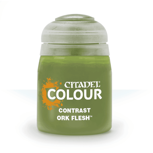 Citadel Contrast Ork Flesh 18ml (29-22) – vibrant green contrast paint by Games Workshop for Warhammer Orks and miniatures, available at Game Roost.
