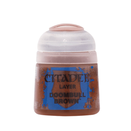 Citadel Layer Doombull Brown 12ml – rich reddish-brown acrylic paint by Games Workshop for miniature painting, sold at Game Roost