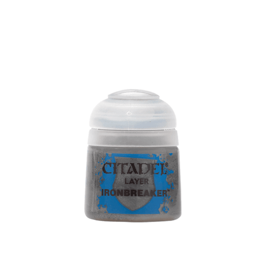 Citadel Layer Ironbreaker 12ml (22-59) – bright silver metallic acrylic paint by Games Workshop for miniature highlights, available at Game Roost