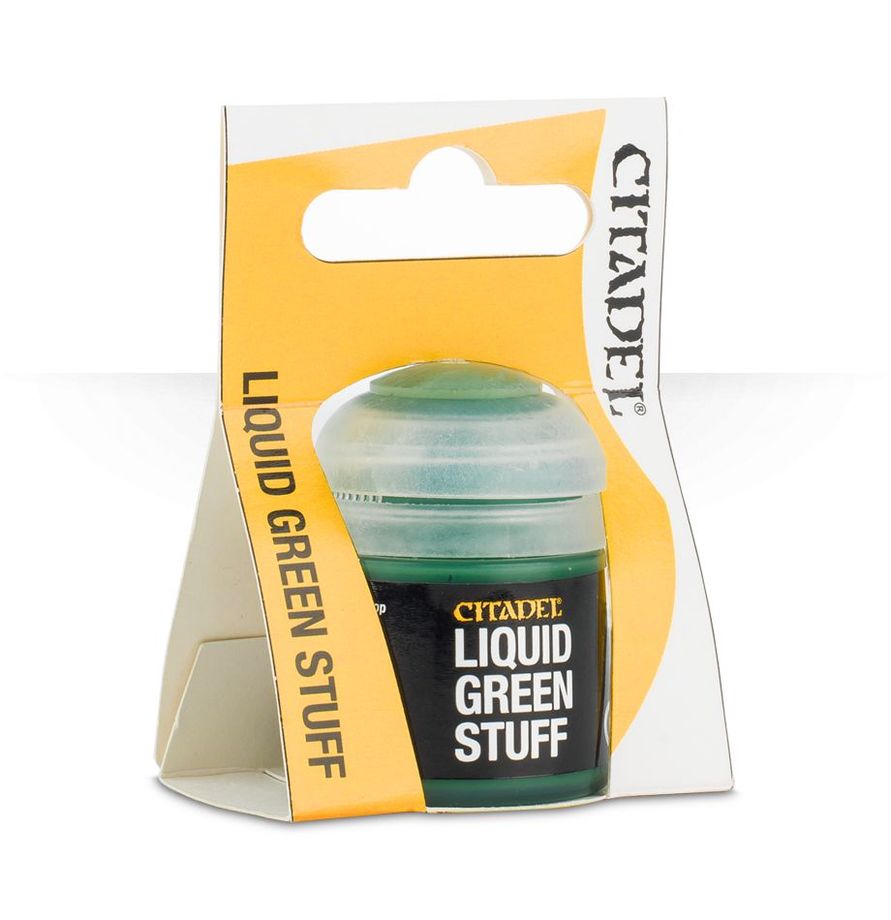 Citadel Liquid Green Stuff – modeling putty for Warhammer miniatures. Available at Game Roost NZ.
