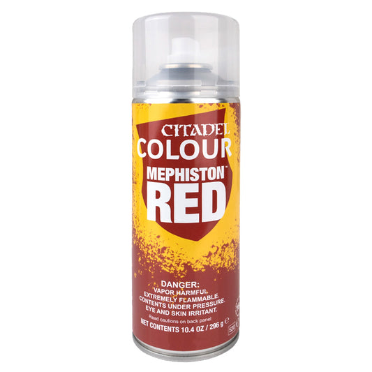 Citadel Spray Paint – Mephiston Red (400ml) can, deep red matte basecoat for Warhammer miniatures like Blood Angels.
