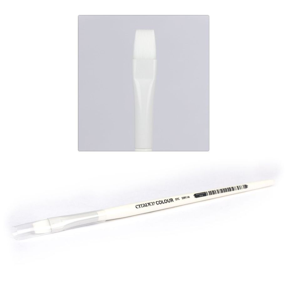 Citadel Colour Synthetic Dry Brush Medium, durable synthetic bristle brush designed for dry brushing techniques on Warhammer miniatures, product image available at Game Roost NZ.