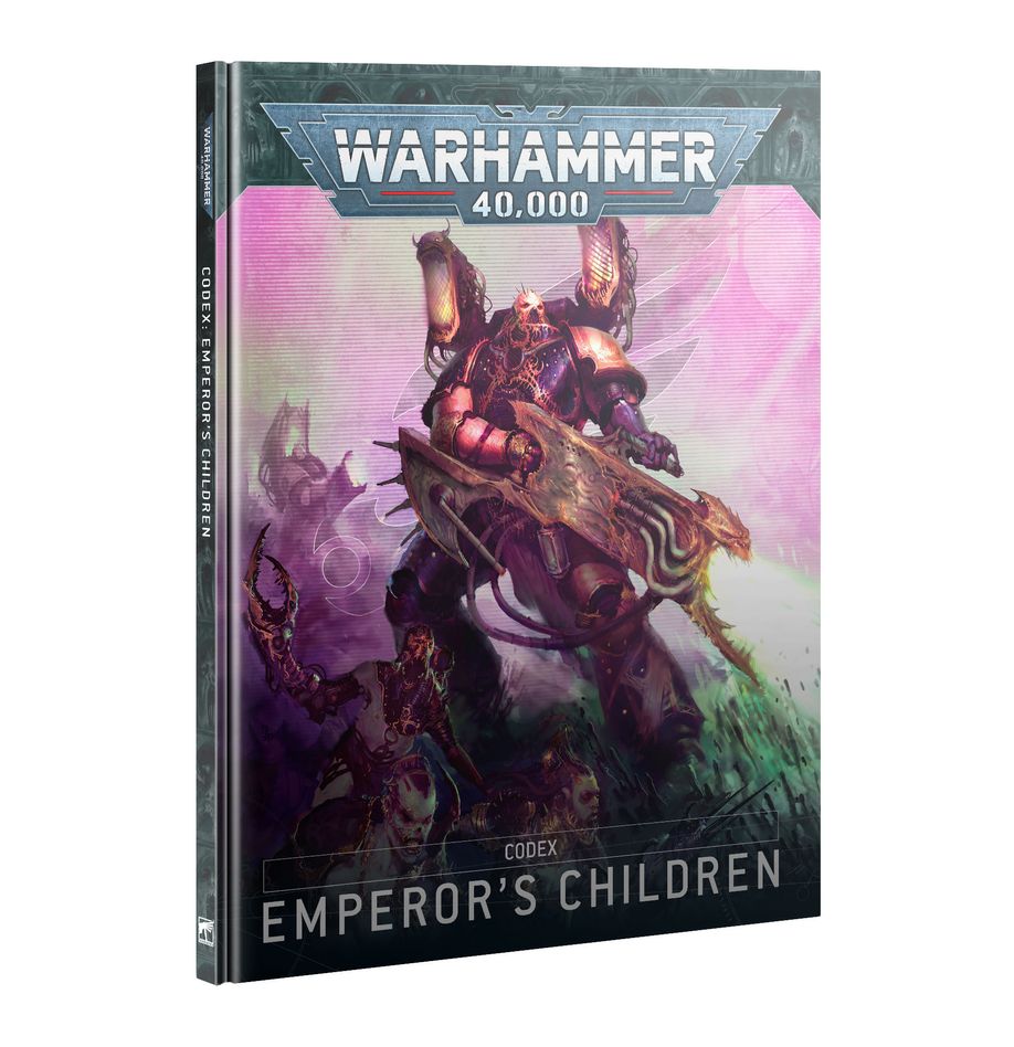 Codex: Emperor’s Children—Warhammer 40K rulebook featuring Chaos Space Marine lore, rules, and army-building content for Slaanesh devotees.