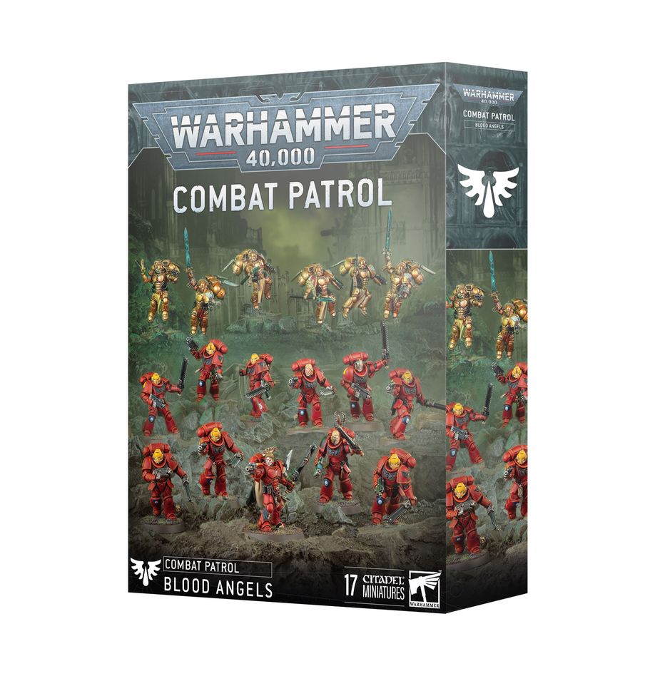 Combat Patrol: Blood Angels – Warhammer 40,000 starter box featuring Blood Angels Space Marine units and HQ. Available at Game Roost NZ.