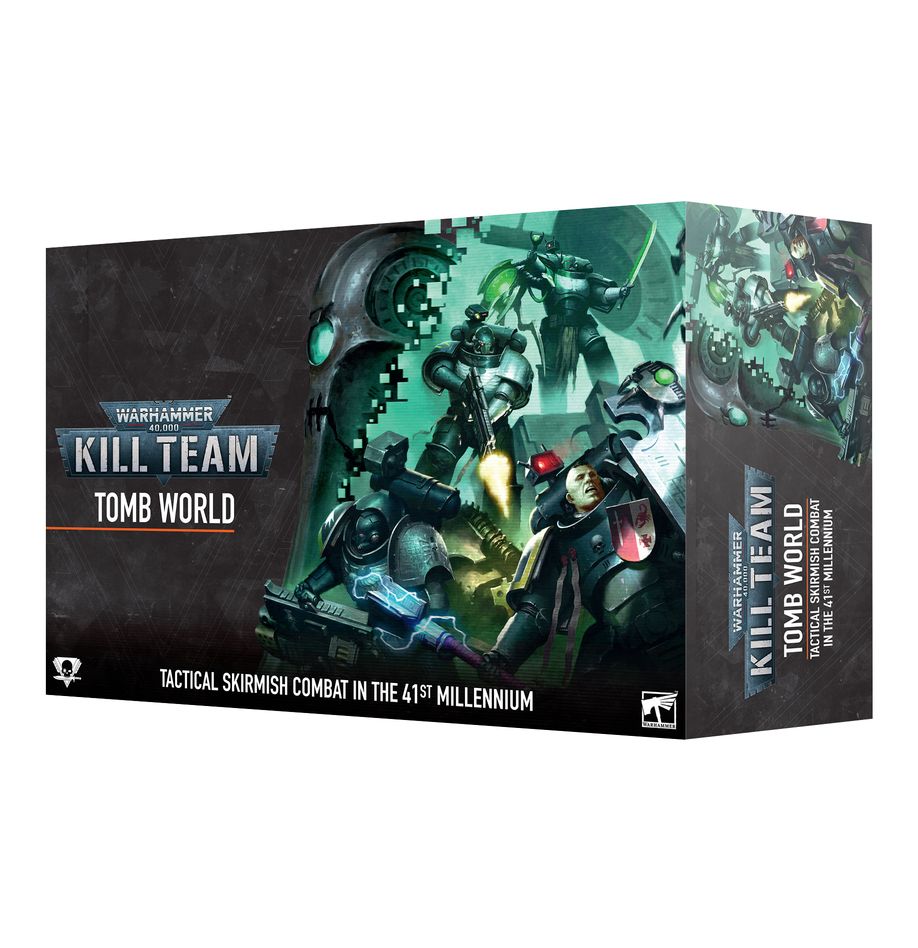 Kill Team: Tomb World for Warhammer 40,000 featuring miniatures, rulebook, and accessories for tactical skirmishes in the 41st millennium.