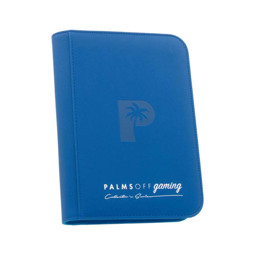 Palms Off Collector’s Series 4‑Pocket Zip Binder – textured PU leather, steel zip, 160 card slots, Game Roost NZ