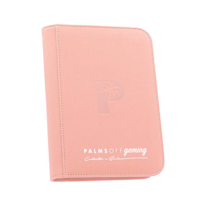 Palms Off Collector’s Series 4‑Pocket Zip Binder – textured PU leather, steel zip, 160 card slots, Game Roost NZ